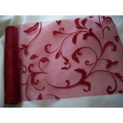 inda mintás bordó organza (24 cm * 5 m)