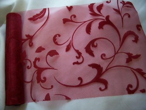 inda mintás bordó organza (24 cm * 5 m)