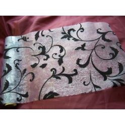 inda mintás fehér alapon fekete organza (24 cm * 5 m) 