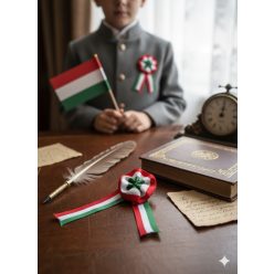   Nemzeti színű kokárda (4,5 cm) – Prémium szalagos magyar kokárda nemzeti ünnepekre