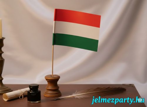 Magyar nemzeti papírzászló fapálcán – Ünnepi lengetős zászló nemzeti ünnepre