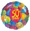 "50" fólia lufi ( 45 cm) színes lufis "50" fólia lufi ( 45 cm) színes lufis