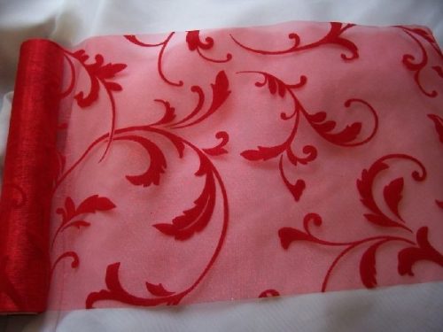 piros inda mintás organza (47 cm * 5 m)