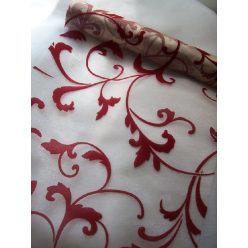 inda mintás krém-bordó organza (24 cm * 5 m)