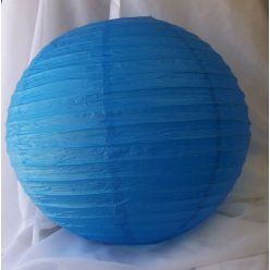 lampion gömb 25 cm-es szalaggal (kék)