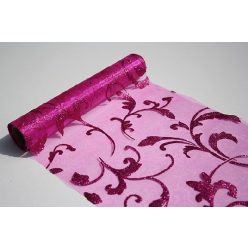   Inda mintás organza csillámos ciklámen alapon (24 cm * 5 m) 