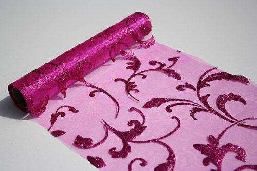 Inda mintás organza csillámos ciklámen alapon (24 cm * 5 m) 