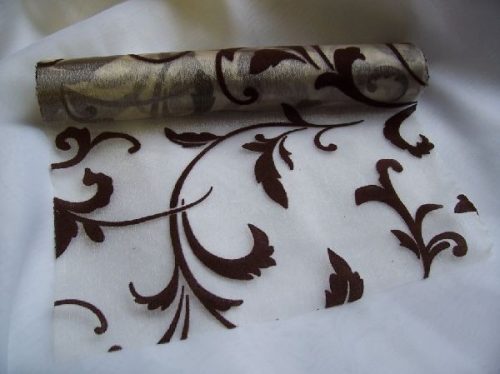 inda mintás krém-csoki organza (47 cm * 5 m)