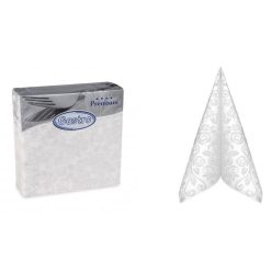   Textil hatású, mintás fehér szalvéta (40*40) -50 db-GASTRO