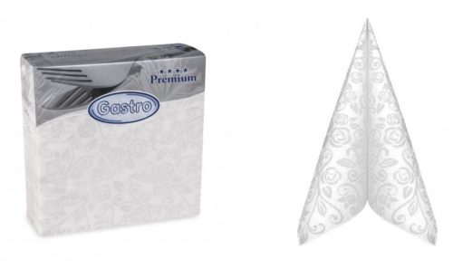 Textil hatású, mintás fehér szalvéta (40*40) -50 db-GASTRO
