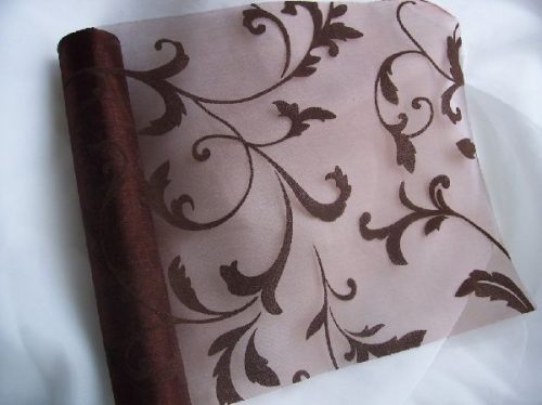 inda mintás csokibarna organza (24 cm * 5 m)