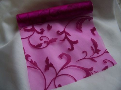 ciklámen inda mintás organza (47 cm * 5 m)