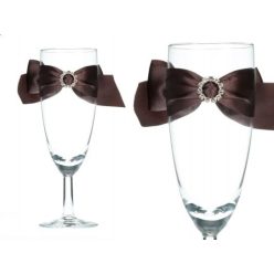 Pezsgős pohár szett, barna