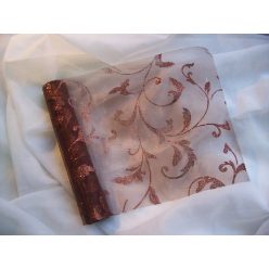   Inda mintás organza csillámos barna alapon barna (24 cm * 5 m)