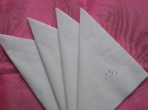 ezüst gyűrűs szalvéta , fehér (50db)