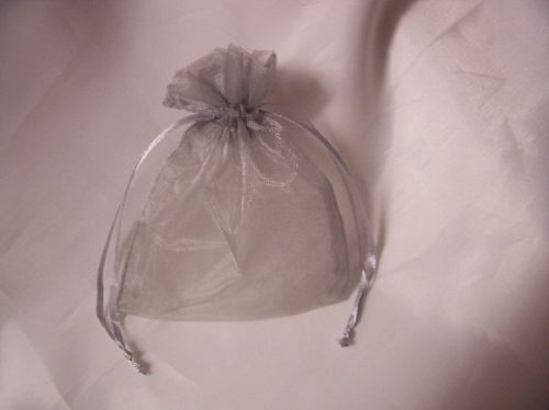 7,5*10 cm ezüst organza tasak (10 db)