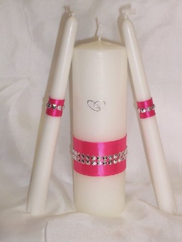 gyertyaszett különleges, pink (3 részes)