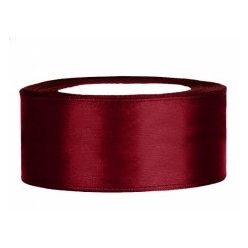 2,5 cm-s szatén szalag (25 m) bordó  
