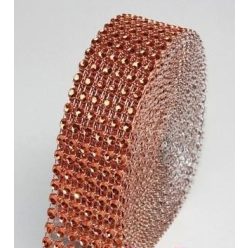 strasszos dekorszalag 3 cm *4,5 m - bronz 