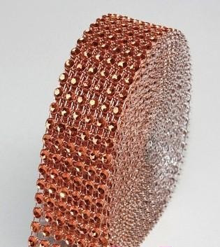 strasszos dekorszalag 3 cm *4,5 m - bronz 