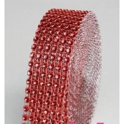 strasszos dekorszalag 3 cm *4,5 m - piros