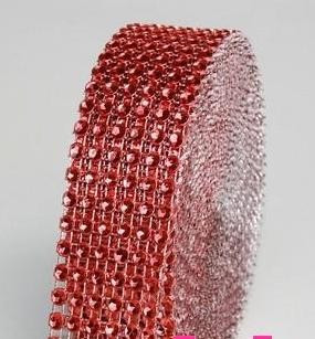 strasszos dekorszalag 3 cm *4,5 m - piros