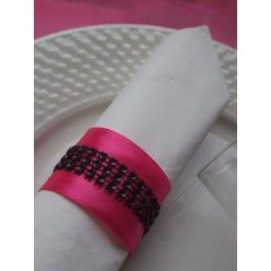 strasszos szalvétagyűrű, pink-fekete