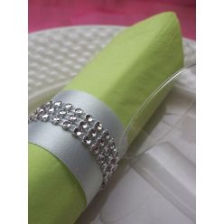 strasszos szalvétagyűrű, fehér-ezüst