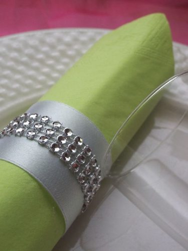 strasszos szalvétagyűrű, fehér-ezüst