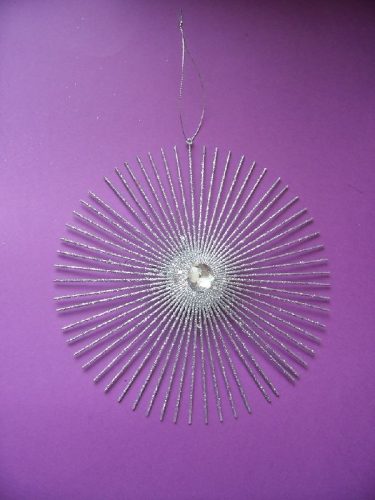 glitteres, köves függeszthető csillagdísz, 20 cm-s (6 db)