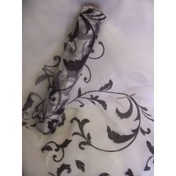   Inda mintás csillámos organza fehér alapon fekete  (24 cm * 5 m)