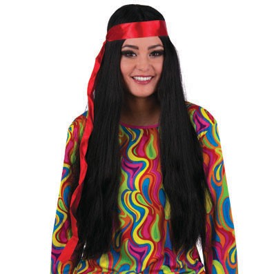 hippie paróka női, fekete (57304-E) 