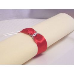 szatén szalvétagyűrű gyűrűpárral. piros 10db/cs