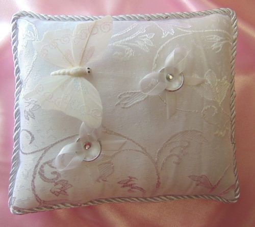 esküvői gyűrűpárna,fehér (33a)- 18*20 cm