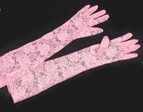 csipke kesztyű világosrózsaszín, 43 cm