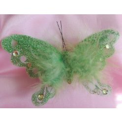 glitteres, tollas lepke zöld (15 cm)-12 db