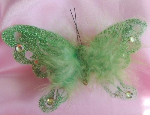 glitteres, tollas lepke zöld (15 cm)-12 db