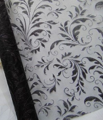 mintás organza , fekete (36 cm * 5 yard)