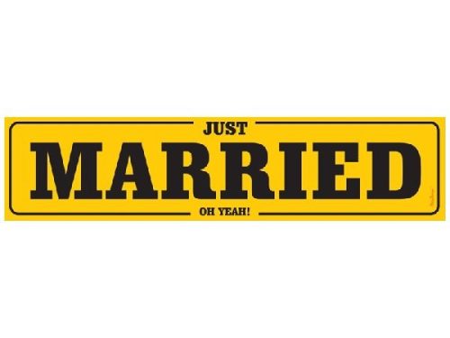 Esküvői rendszámtábla Just married (50x11 cm)