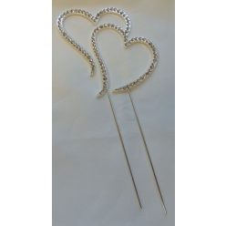 strasszos tortadísz szívpár ezüst (8*18 cm)