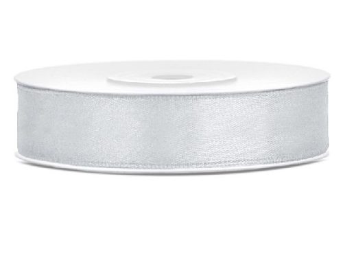 1,2 cm-s szatén szalag (25 m) világos ezüst (018)