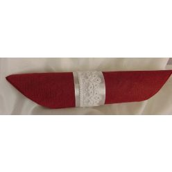 szatén szalvétagyűrű csipkével, fehér 10db