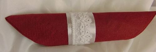 szatén szalvétagyűrű csipkével, fehér 10db