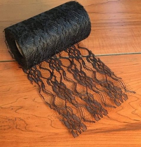 Csipke dekoranyag fekete (10 cm x 9,3 m)