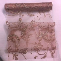   rózsakvarc csillámos inda mintás organza(47 cm * 5 m)-761-612