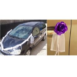   Esküvői autódekorációs szett (öntapadós), s.lila rózsákkal