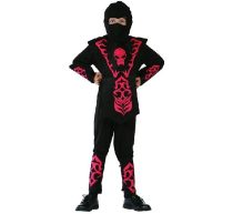   ninja jelmez fekete, piros díszítéssel (110-120 méret)-STCNC