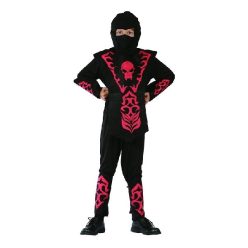   ninja jelmez fekete, piros díszítéssel (110-120 méret)-STCNC