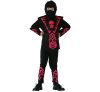 ninja farsangi jelmez fekete, piros díszítéssel (120-130 méret)-STCNC