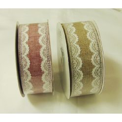 Vintage szalag csipke szalaggal (3,8 cmx 10 m) natúr